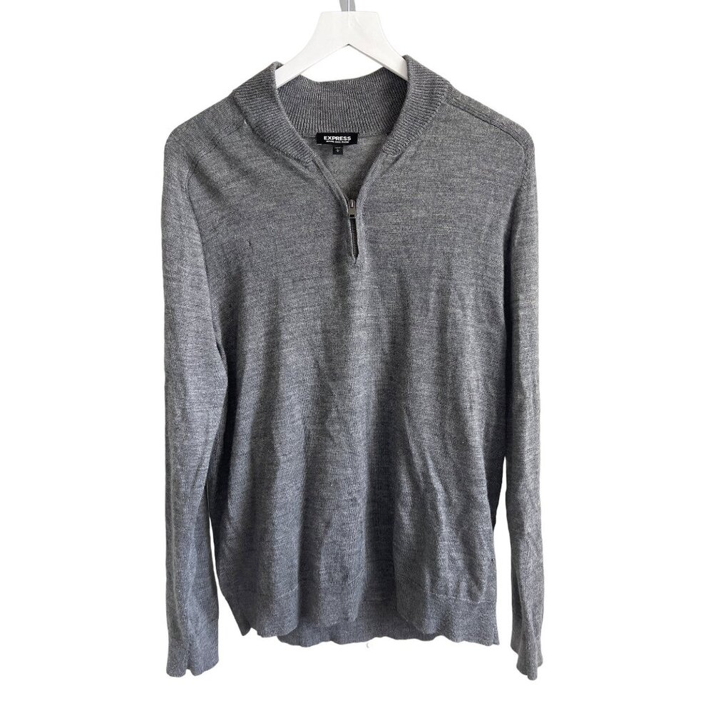Express Charcoal Grey Half-Zip Lightweight Sweater